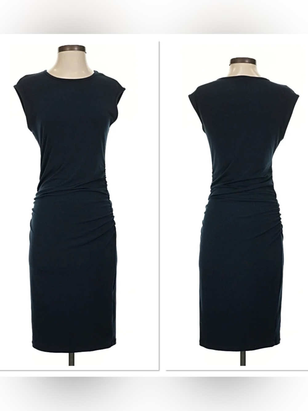 Banana Republic navy Cap-Sleeve Ruched Midi Dress NWTS